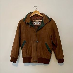 Vintage 90’s leather brown bomber jacket